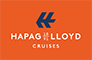 Logo von Hapag Lloyd Cruises in blauer Schrift auf orange farbenem Grund